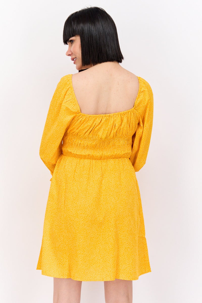 NEW LOOK Women Allover Mini Dress, Orange - Image 4